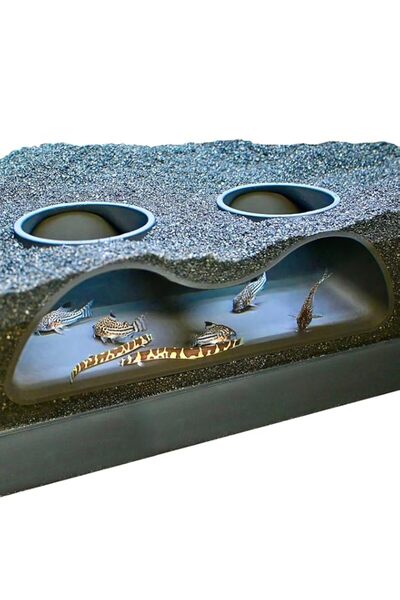 Generic Aquarium Underground Cave Tunnel - Natural Curved Design with Dual En...