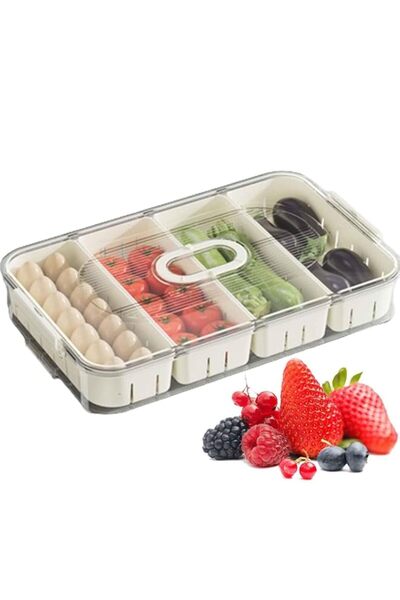 Generic Car Charcuterie Box - 4 Lattice Divided Snack Container With Clear Li...
