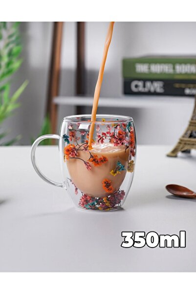 THIRTEEN SELECT 350 ml - Floral Double Walled Transparent Espresso Glass Cup ...