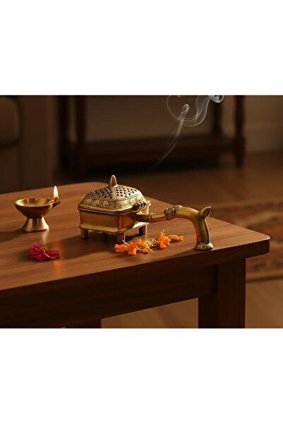 Generic Brand ESPLANADE Brass Incense Burner Dhoop Dani Stand with Handle- 15...