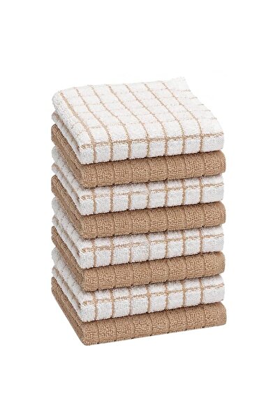 Generic Bumble Towels Premium Cotton Dish Cloths (12" x 12") Tan Check Design...