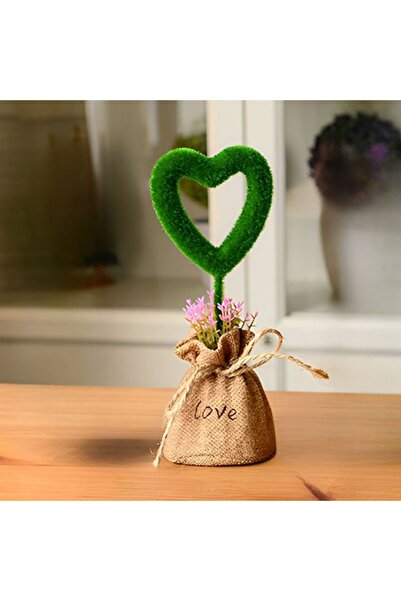 idei Plantă artificială decorativă 18 cm, ghiveci sac de pânză cu model inimă...