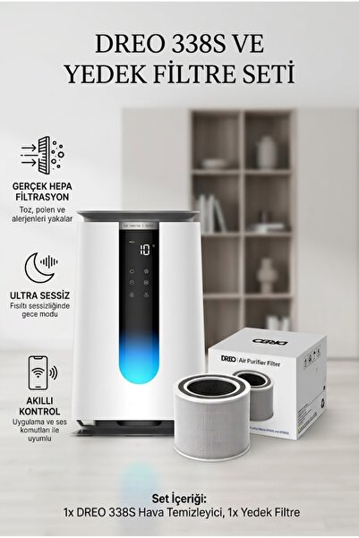 DREO Air Purifier 338S Akıllı Hava Temizleyici 18 dB Ultra Sessiz 3 Aşamalı H...