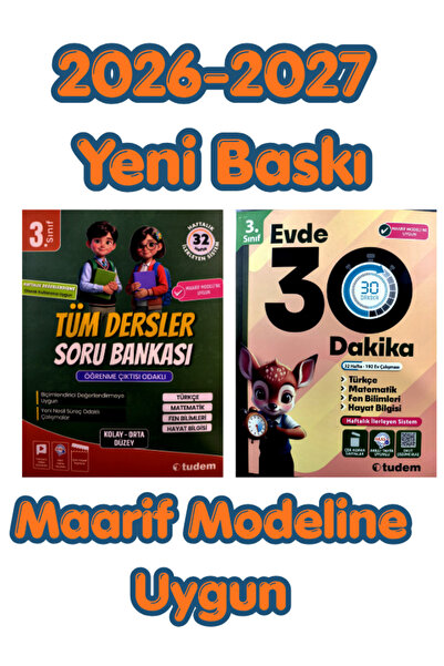 Tudem Yayınları Tudem 3.Sınıf Tüm Dersler - Evde 30 Dakika Soru Bankası 2026-...