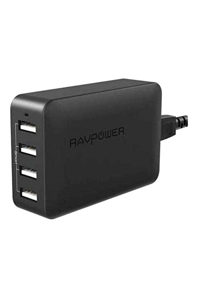 RavPower شاحن سفر USB بأربعة منافذ، شاحن حائط مدمج لأجهزة متعددة، شحن سريع، أ...
