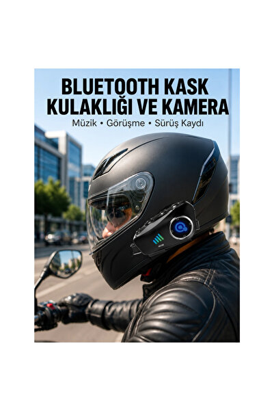 Epilons Q28 Kameralı Motosiklet Kask Kulaklık Bluetooth 5.3 Su Geçirmez 1080p...