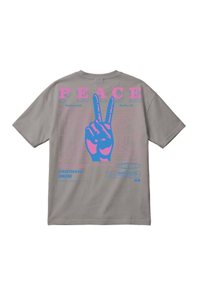 barsdepo Υπερμεγέθες Unisex T-Shirt – Μπλουζάκι με στάμπα Peace, Ρετρό Street...