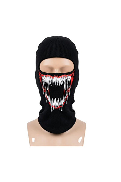 TeOraStore Unisex Canavar Diş Baskılı Balaklava 1 Adet Tek Beden Viskoz Kask ...