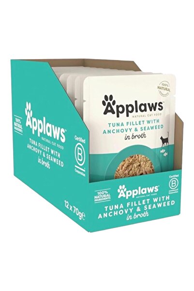 Applaws كرتون ابلاوز طعام للقطط البالغة رطب تونا مع سمك الانشوفة في المرق70غ*...