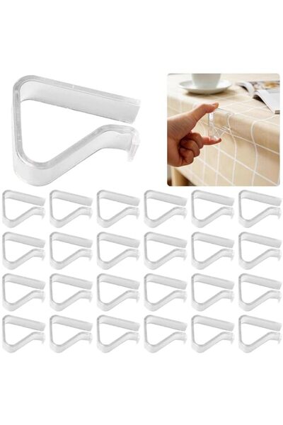 Generic 24 Pieces Transparent Clear Tablecloth Clips, Plastic Table Cloth Cli...