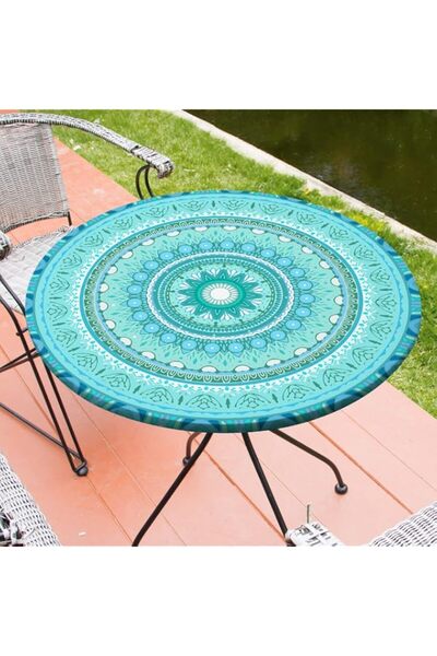 Generic MHJY Round Tablecloth Fitted Elastic Table Cover Waterproof Table Clo...