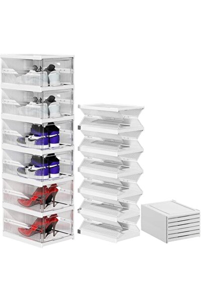 Generic Shoe Storage Boxes Set of 6,No Assembly Stackable Shoe Organizer Stor...