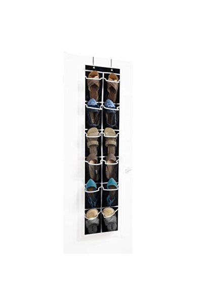 Generic ZOBER Narrow Over The Door Shoe Organizer with 12 Mesh Pockets (Black...