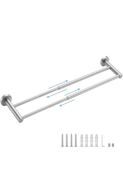 Generic Double Towel Bar Adjustable Wall Mount, Extendable Bathroom Towel Rod...