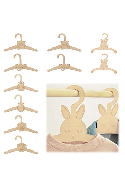 Generic X Spring Wooden Baby Hangers, 10 PCS Animal Shapes Nursery Closet Org...