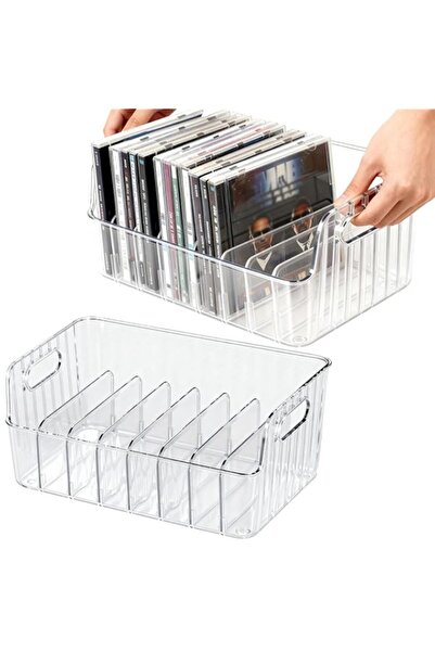 Generic Clear CD Holder 2 Pack, Plastic Storage Box Organizer with Removable ...