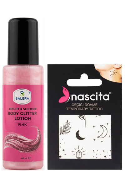 BALERA Body Lotion Pink Glitter 125 ml & Temporary Tattoo Gift