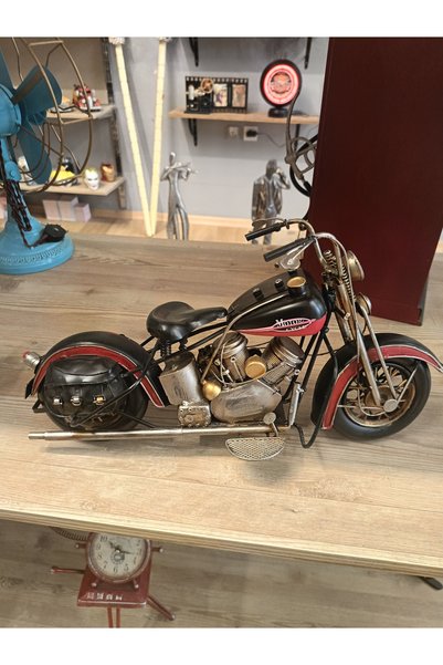 HEDİYE İŞLERİ Vintage El Yapımı Metal Motorsiklet Model - Ofis ve Ev Dekorasy...