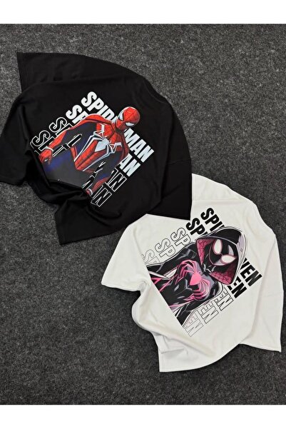 Minga London Örümcek Adam & Spider-Gwen Sevgili Kombini Siyah Beyaz Uniseks G...