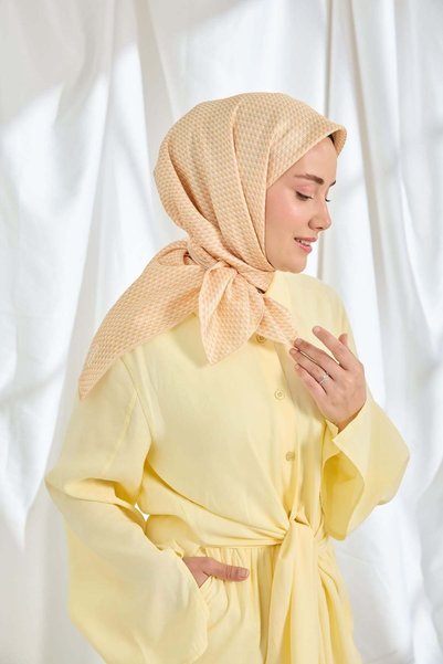 Silk Home Twill Silk Scarf Micro Square Yellow