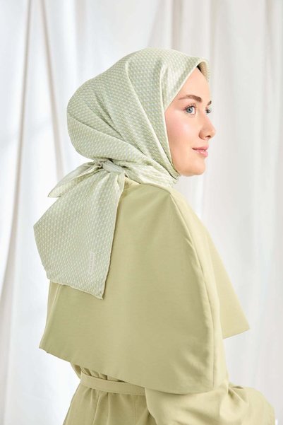 Silk Home Twill Silk Scarf Micro Square Green