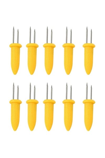 Generic 10Pcs Yellow Corn Holders, Stainless Steel Corn Cob Holders Corn On T...