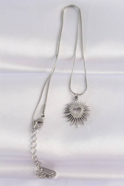 online kapsulavm avm alışveriş 316L Steel Chain Silver Color Heart Sun Design...