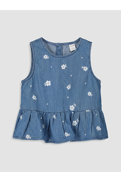 LC Waikiki Rmz Gi̇yi̇m Farkiyla Floral Girl's Peplum Jean Blouse