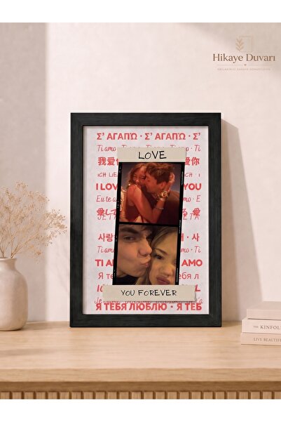 Hikaye Duvarı Kişiye Özel Love You Forever Sevgili Temalı Çerçeveli Poster/Tablo