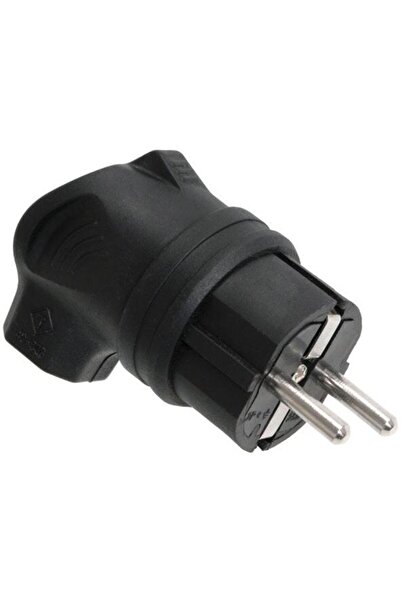 OEM Rubber plug with side outlet, protective contact, black