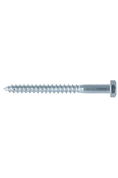 OEM Wood screw, hexagonal head, Klimas, white zinc plated, 6 x 70 mm