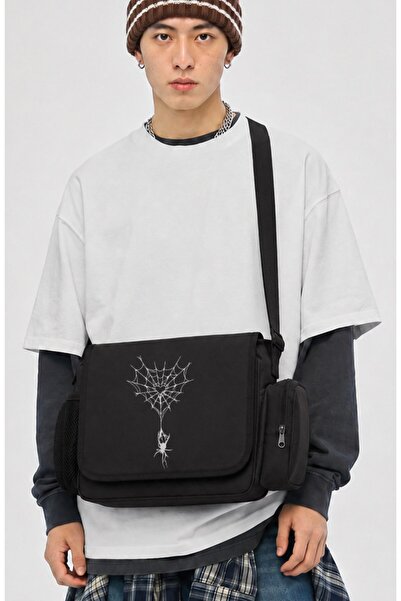 Fuddy Moda Unisex Spider Web Printed Messenger Bag