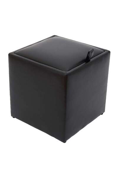 OEM Taburet Box, cu spatiu depozitare, fix, patrat, imitatie piele, negru, 37...