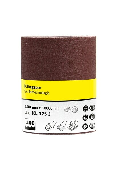 OEM Abrasive cloth roll for wood, metals, Klingspor KL 375 J, grit 100, roll ...
