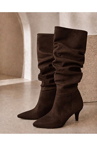 İncimoda Livamod Women's Bellows Boots Pointed Toe Thin Heeled Below the Knee...
