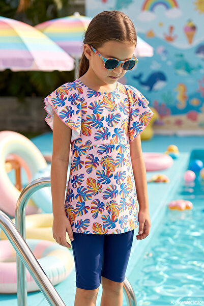 Haliç Mayo Flounce Detail on the Sleeves, Two-Piece Girls' Swimsuit 1171-149 ...