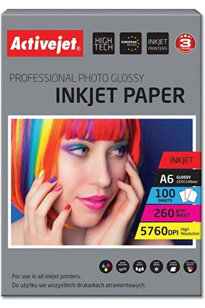 Active Φωτογραφικό Χαρτί Jet Premium Γυαλιστερό A6 (10x15) 260γρ/τμ για Εκτυπ...