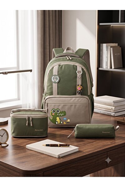 GENC DIJITAL BASKI Set of 3 Children's Primary School Bags with Pen Holder an...