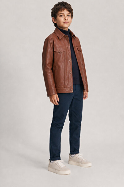 ESİLA KİDS Boy's Faux Leather Jacket with Buttons and Pockets, Stylish and Se...