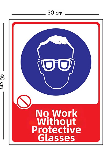 Mayeka Metal Protective Work Without Glasses 30X40 cm A3 Warning Work Safety ...