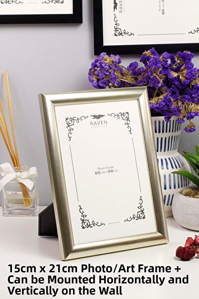 Raven 15cm X 21cm Ramă ovală de culoare platină pentru imagini, fotografii, d...