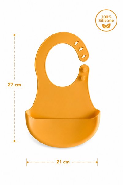 Siliconly Bpa-Free 100% Silicone Baby Bib with Non-Slip Pocket, Yellow