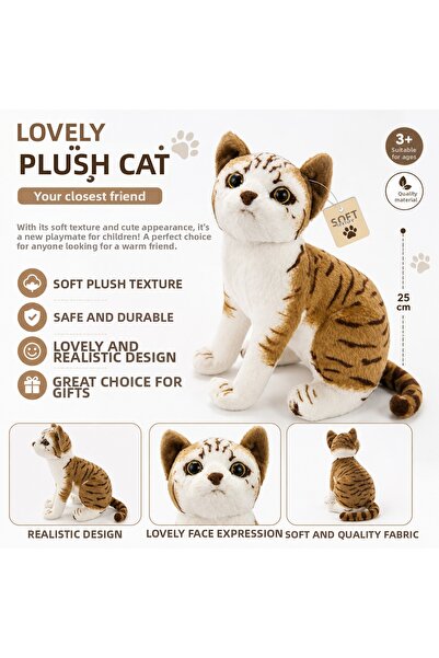 Prlk toys لعبة قطة قطيفة تصدر صوتًا - تصميم ناعم وواقعي (للأعمار 3 سنوات فما ...