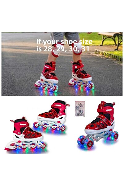 4KİDS Light-Up Skates Are Used in Sizes 30-33 for Girls and Boys (2+2 or 2+1+...