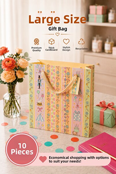 Daks 10 Pcs (32 X 26 X 14 cm) - Pastel Party Themed Patterned Large Size Card...