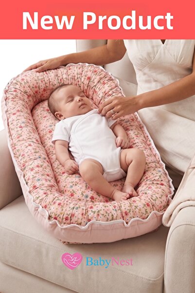 Babynest سرير أطفال بيضاوي فاخر مصنوع من القطن بنسبة 100%، سرير نوم لحديثي ال...