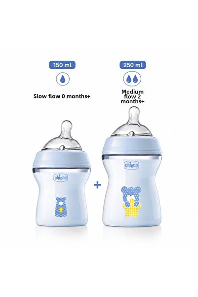 Chicco Blue Baby Bottle Set 150 ml + 250 ml Pp