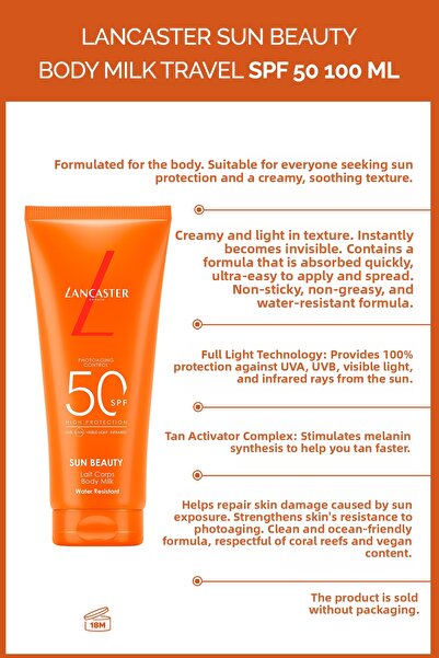 Lancaster حليب واقي من الشمس سان بيوتي بعامل حماية من الشمس SPF50، يمنح البشر...
