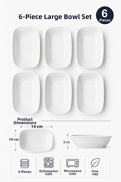Akyüz Plastik 6-Piece Medium Size Rectangular Kayak Plate 14 cm Unbreakable P...