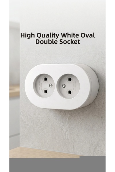 Eco Lounge Double Input White Surface Mounted Modern Wall Socket